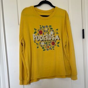 Well Worn Yellow Crew Neck Sweater with Graphic Design